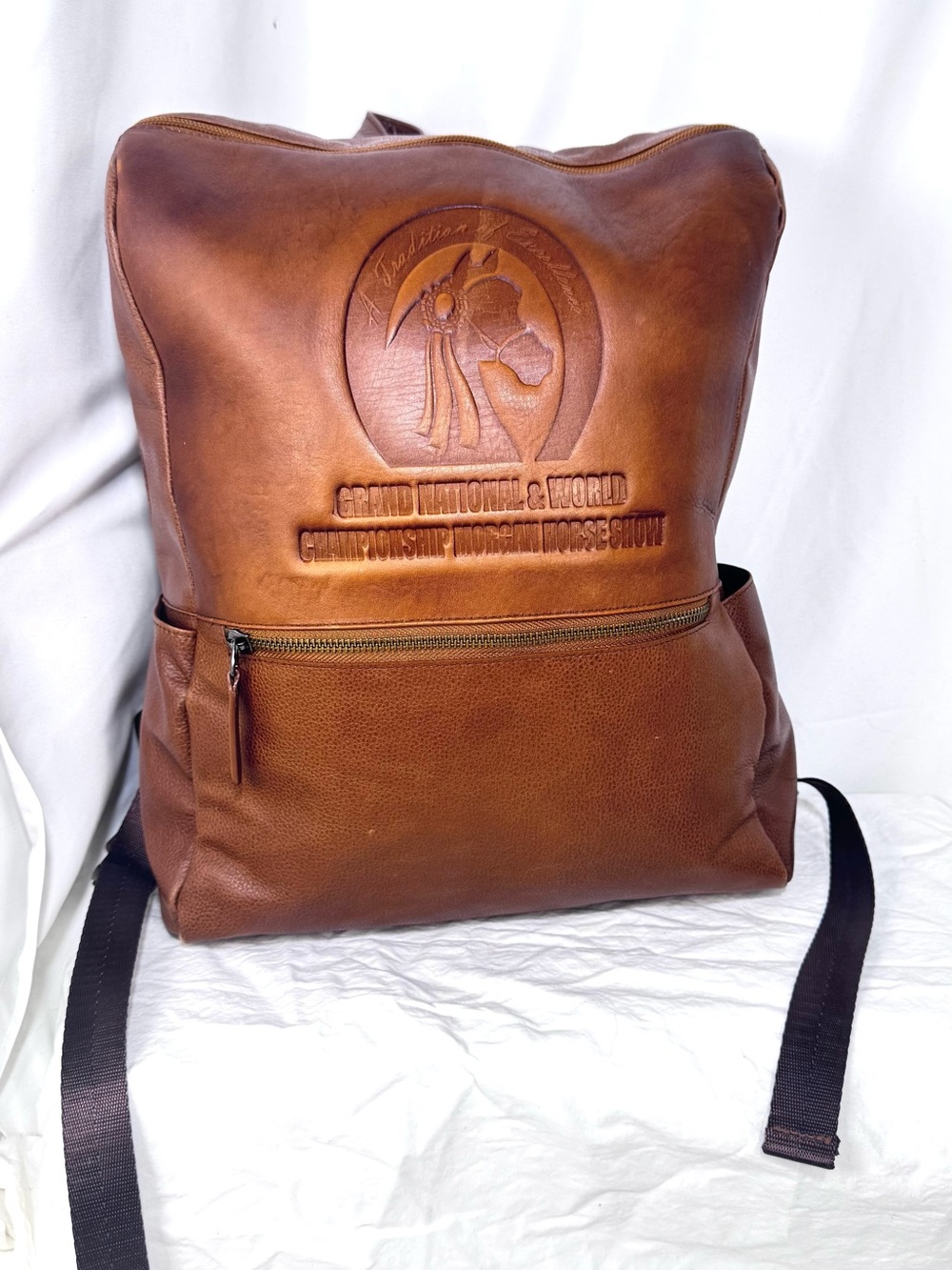 Marsha de Arriaga Brown Leather Grand National Morgan Horse Show Backpack
